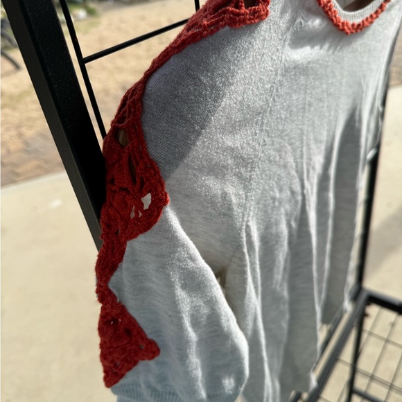 Tory Burch Tops - Tory Burch Gray Top with Red Accents